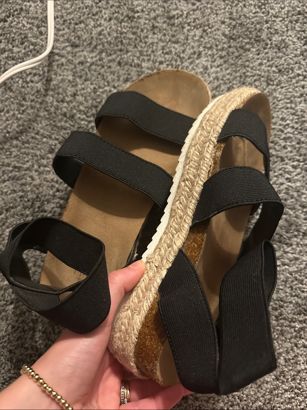 Women’s Black Elastic Strap Platform Sandals